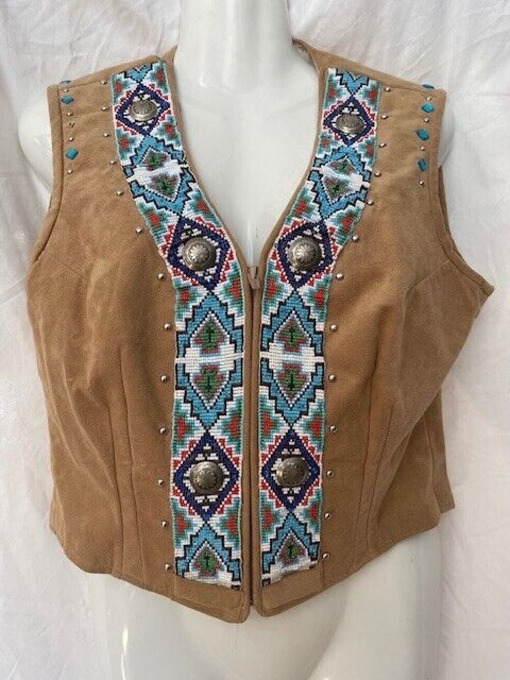 Winners Circle Beaded Show Vest Women's Small Horse Riding Native American Studs